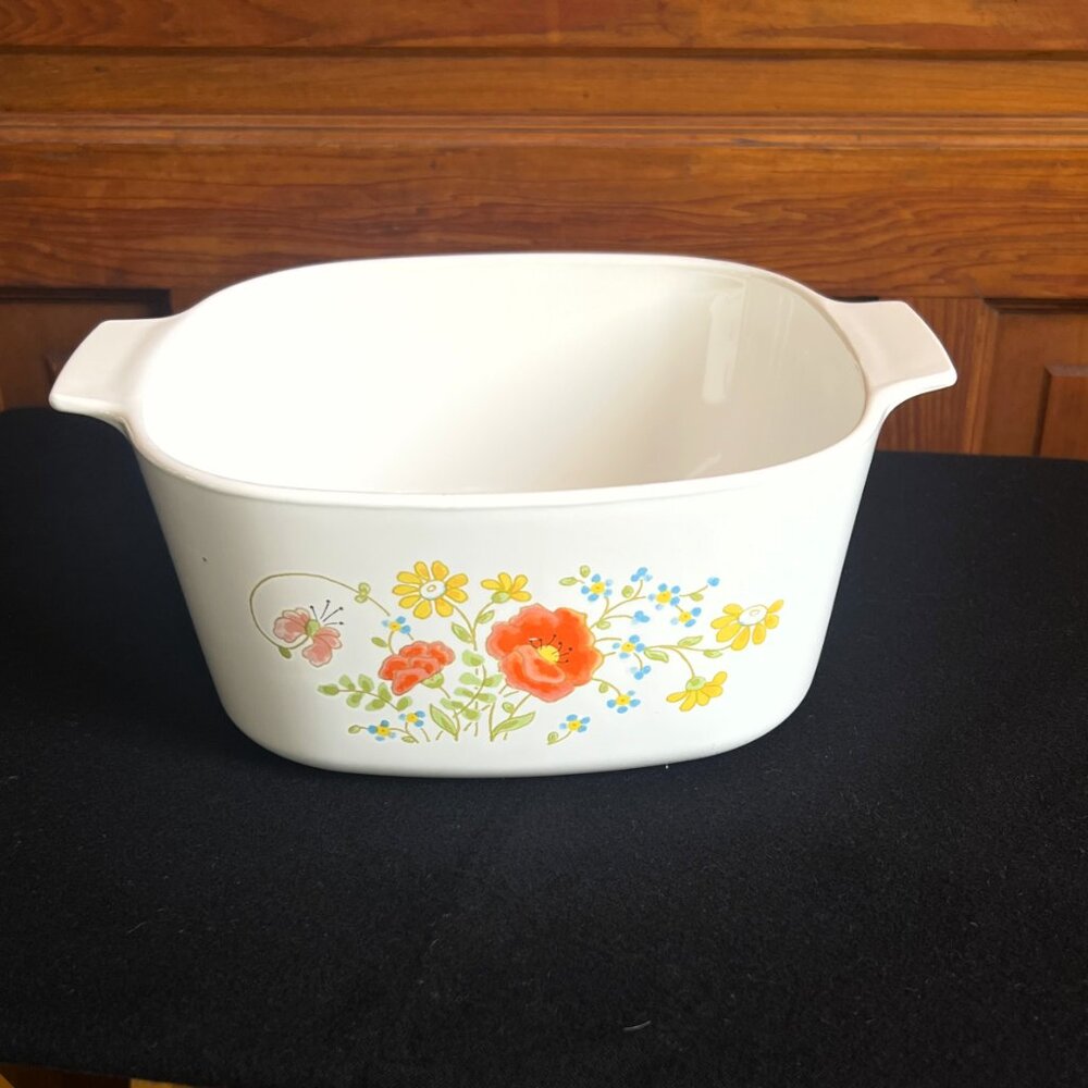 Vintage CorningWare Wildflower 3 Qt Casserole Dish Dutch Oven A-3-B (No Lid) - Picture 2 of 7